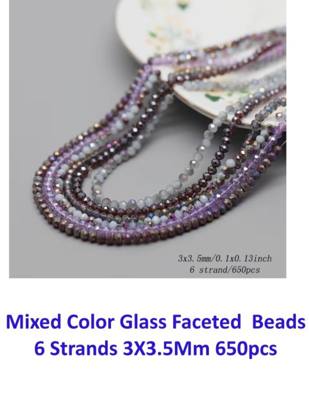 Mixed Color Glass Faceted Beads 6 Strands 3X3.5Mm 650pcs